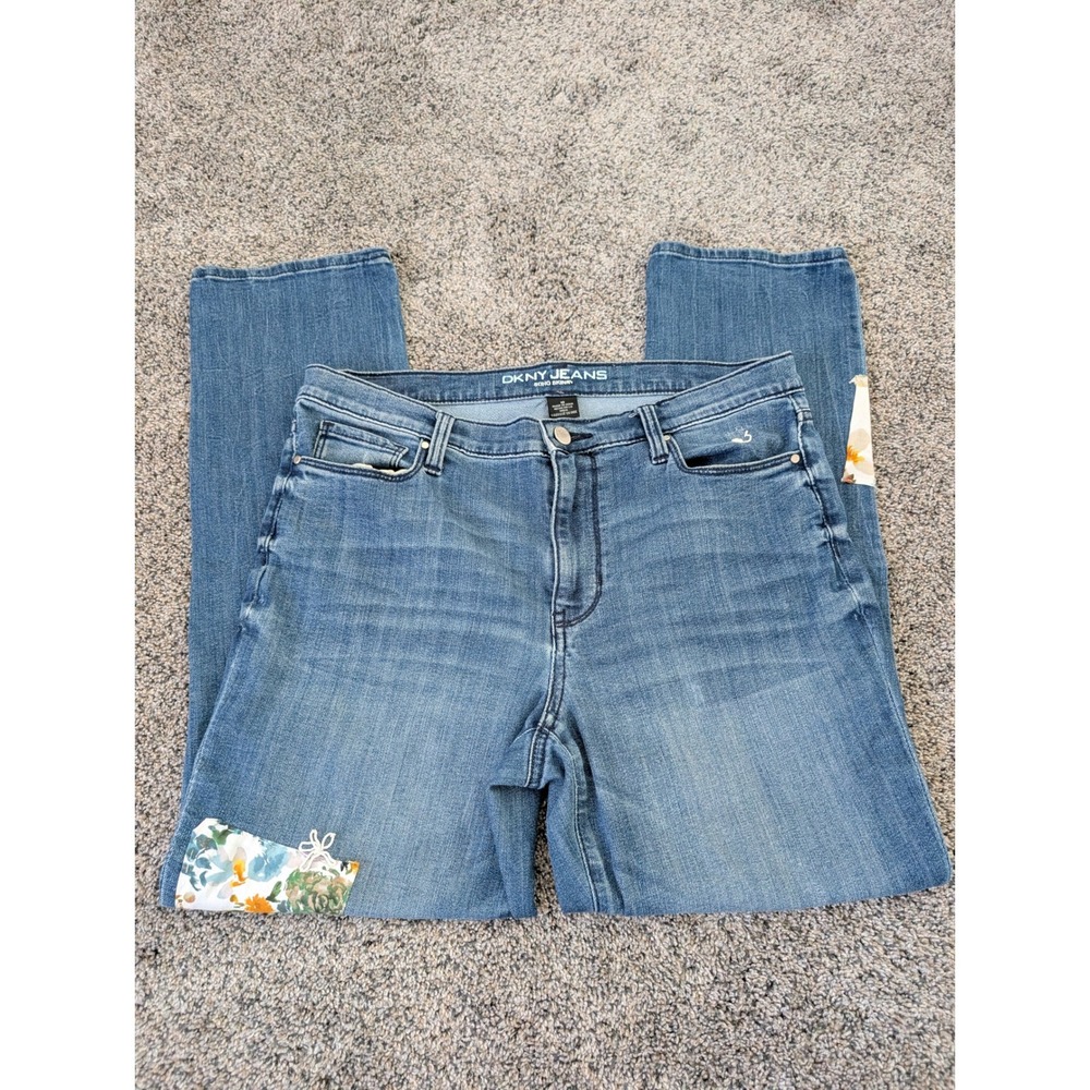 DKNY Jeans Soho Skinny‎ Jeans Women's Personalized Patchwork Detail Denim Pants
